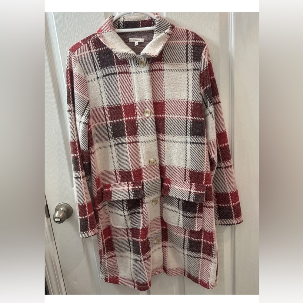Maurices Plaid Button-Front Coat Sweater